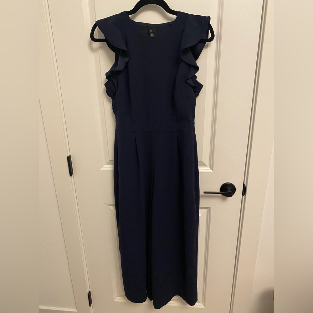 J. Crew Sleeveless Ruffle 365 Crepe Jumpsuit - Picture 3 of 16